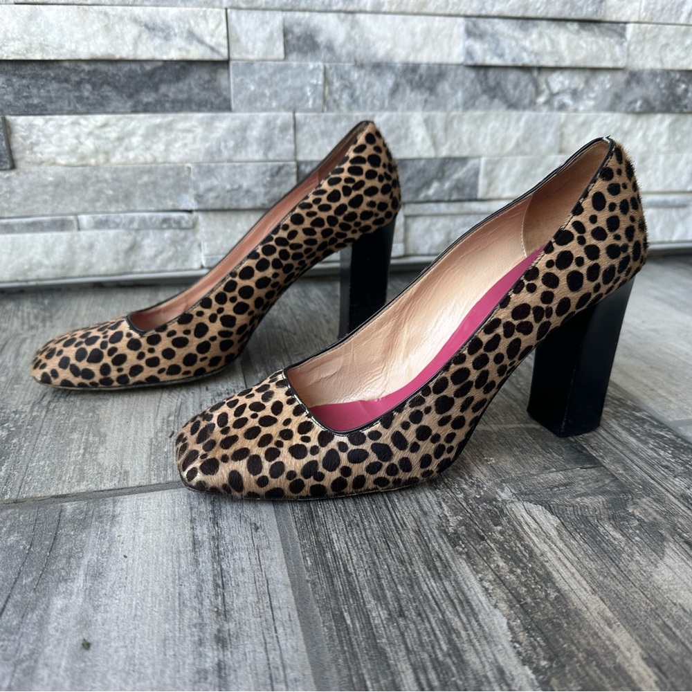 Kate Spade Leopard Print (Calf Hair) Block  Fall Heels Made in Italy  Size 9B - Picture 3 of 10